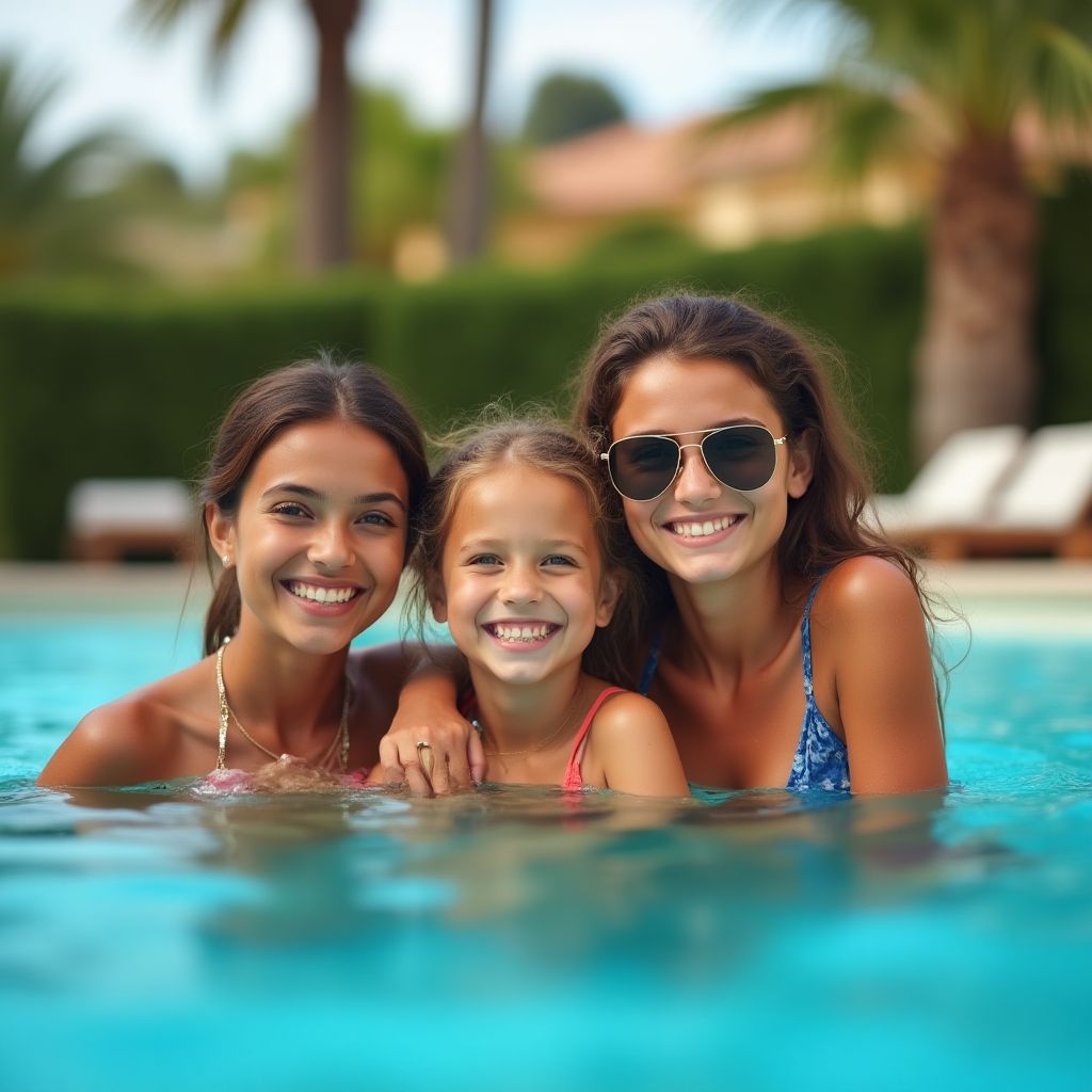 Famille heureuse en vacances